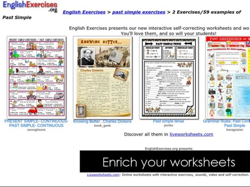 English Exercises:  Past Simple 1 and 2 Interactive