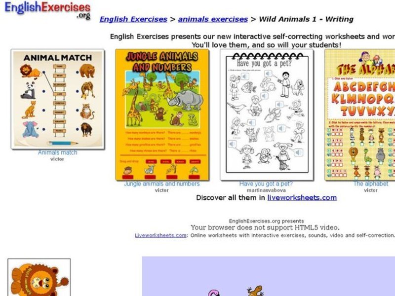 ESL Vocabulary-Animals Interactive