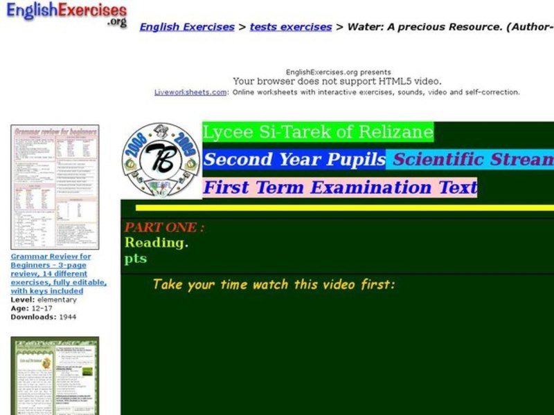 Water: A precious resource Interactive