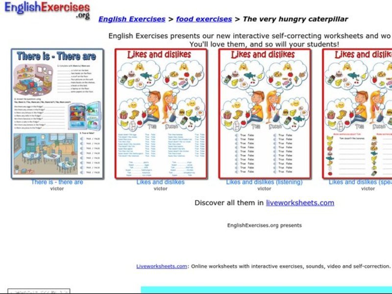 ESL: "The Very Hungry Caterpillar" Activities Interactive