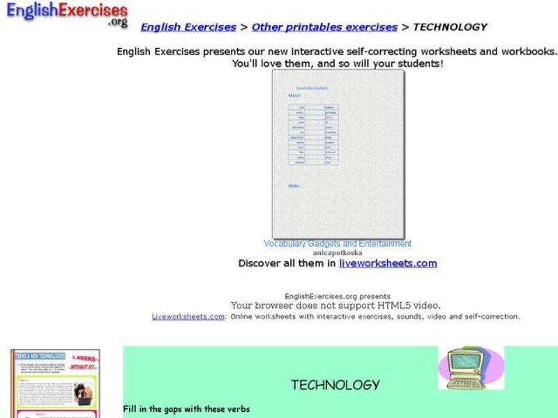 ESL English Exercises: Technology Interactive