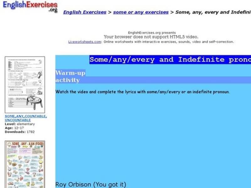 Some, Any, Every, and Indefinite pronouns Interactive
