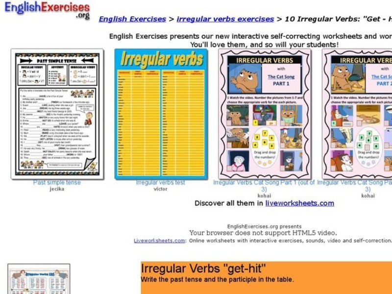 Irregular Verbs: past and participle tense Interactive