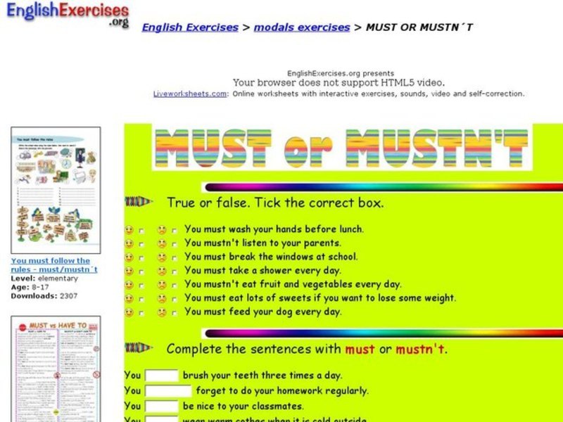 Must or Mustn't Interactive