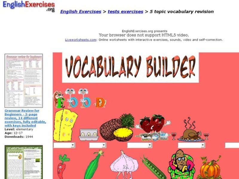ESL: Vocabulary Builder Interactive