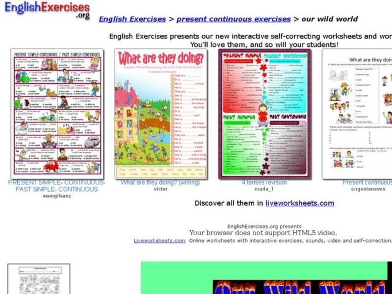 English Exercises:  Earthquakes and Present Continuous Tense Interactive