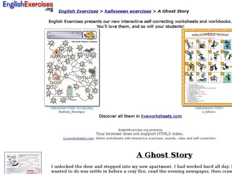 Halloween Exercises - "A Ghost Story" Interactive