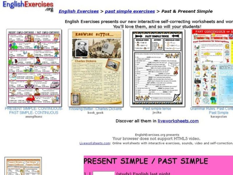 English Exercises: Past and Present Simple Interactive