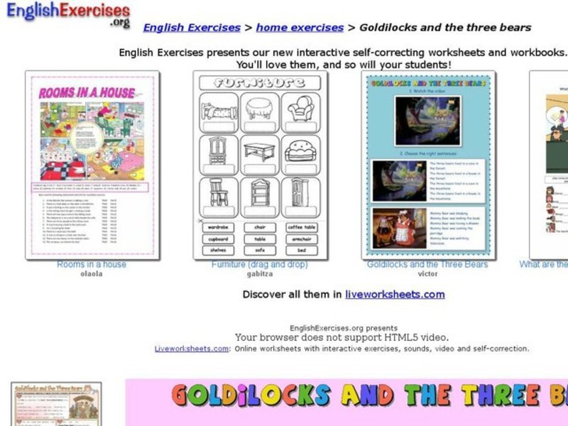 ESL: Goldilocks and the Three Bears Interactive