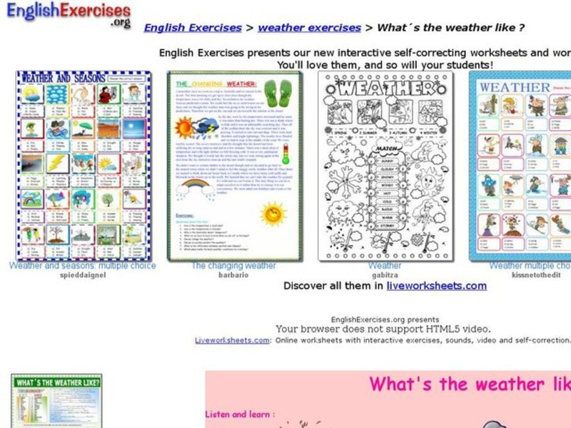 ESL: What is the Weather Like? Interactive