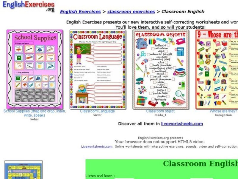ESL: Classroom English Interactive