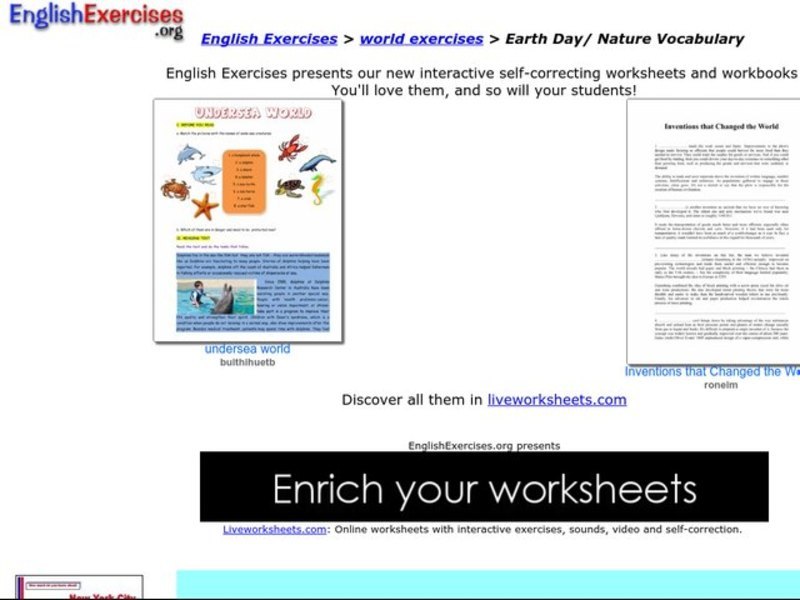 Earth Day/Nature Vocabulary Interactive