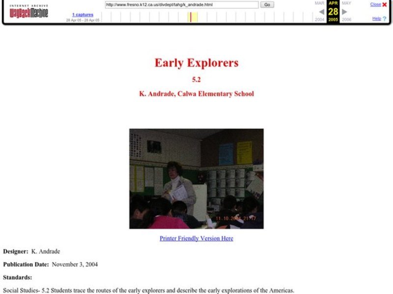 Early Explorers Lesson Plan