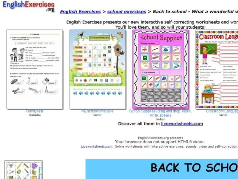 Back to School - School - What a Wonderful World This Would Be Interactive