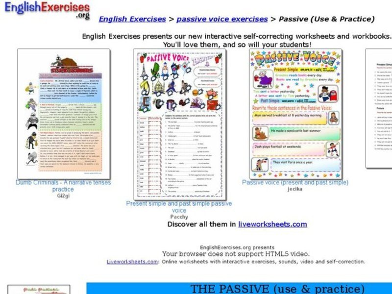 English Exercises:  Passive Voice Interactive