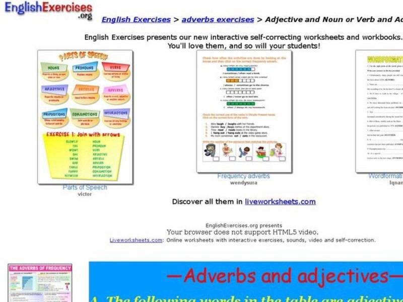 Adjective and Noun or Verb and Adverb? Interactive
