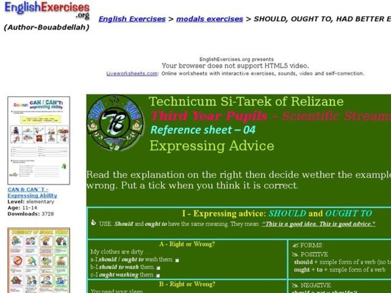 Should, Ought to, Had Interactive