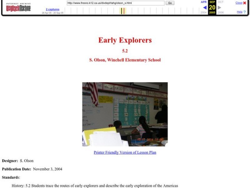 Early Explorers Lesson Plan