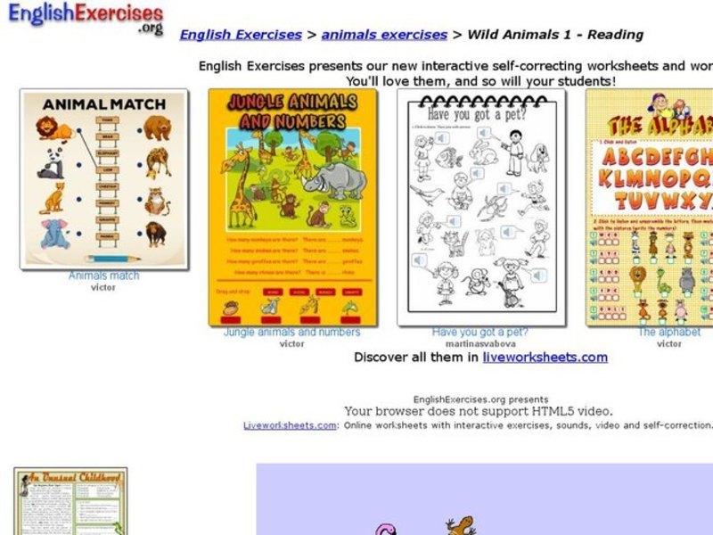 Wild Animals 1 - Reading Interactive