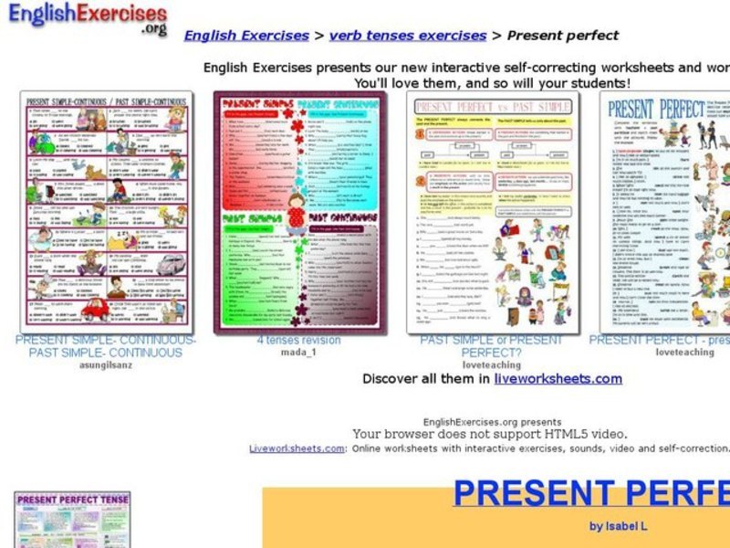 Verb Tenses Exercises - Present Perfect Tense Interactive