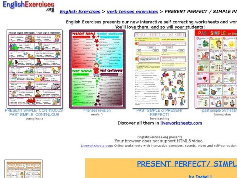 English Exercises:  Present Perfect and Simple Past Tense Interactive