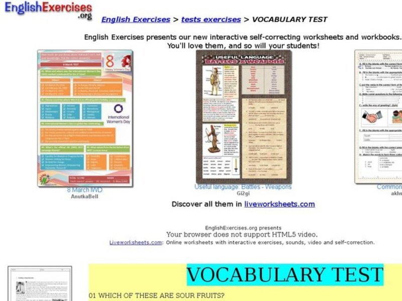 ESL Vocabulary Test Interactive