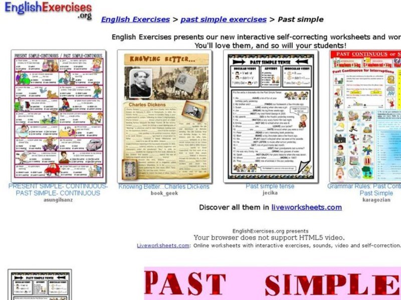 Past Simple English Exercises Interactive