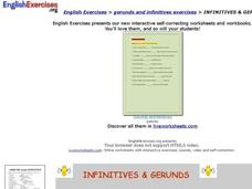 English Exercises:  Infinitives and Gerunds Interactive