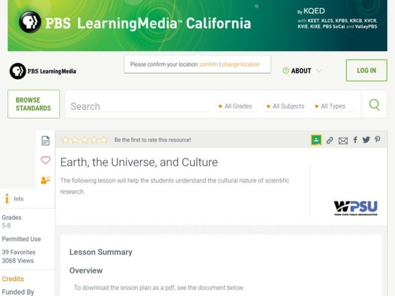 Earth, the Universe, and Culture Lesson Plan
