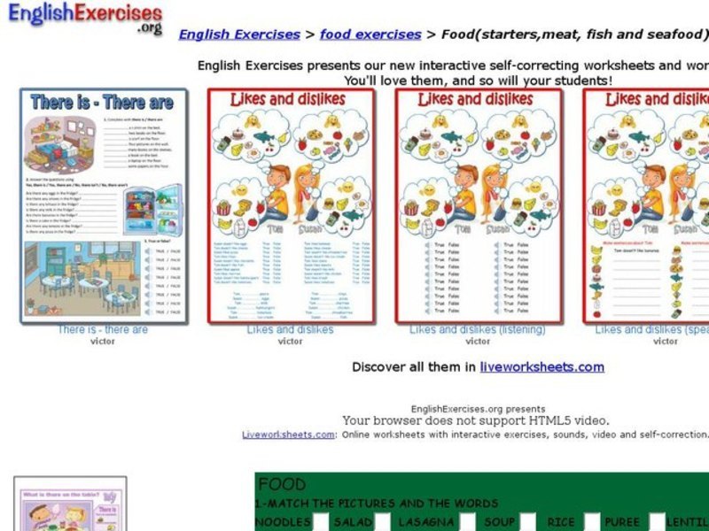 ESL Food Activity Interactive