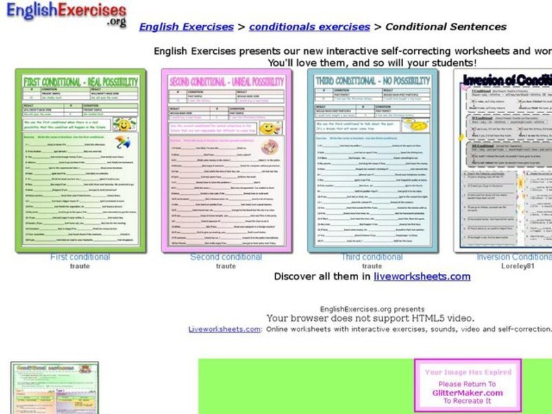 English Exercises:  Conditional Sentences Interactive