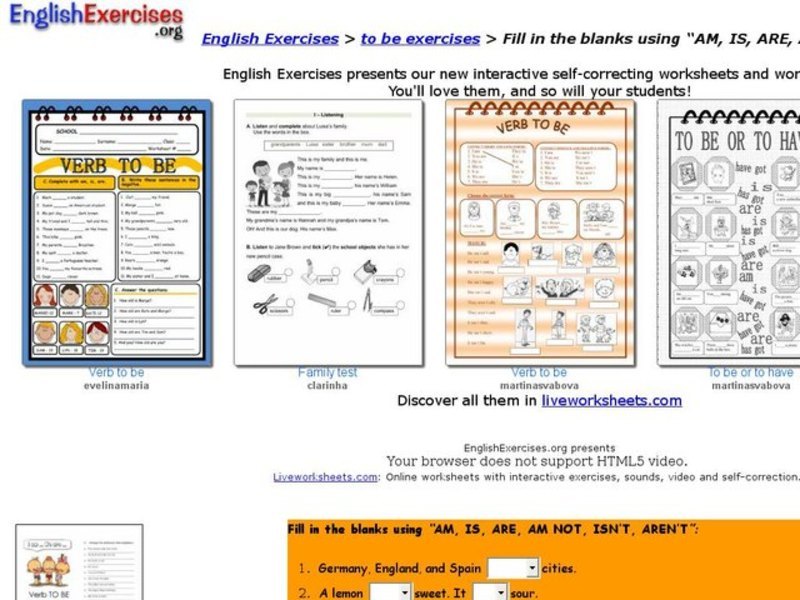 "To Be" Exercises-ESL Interactive