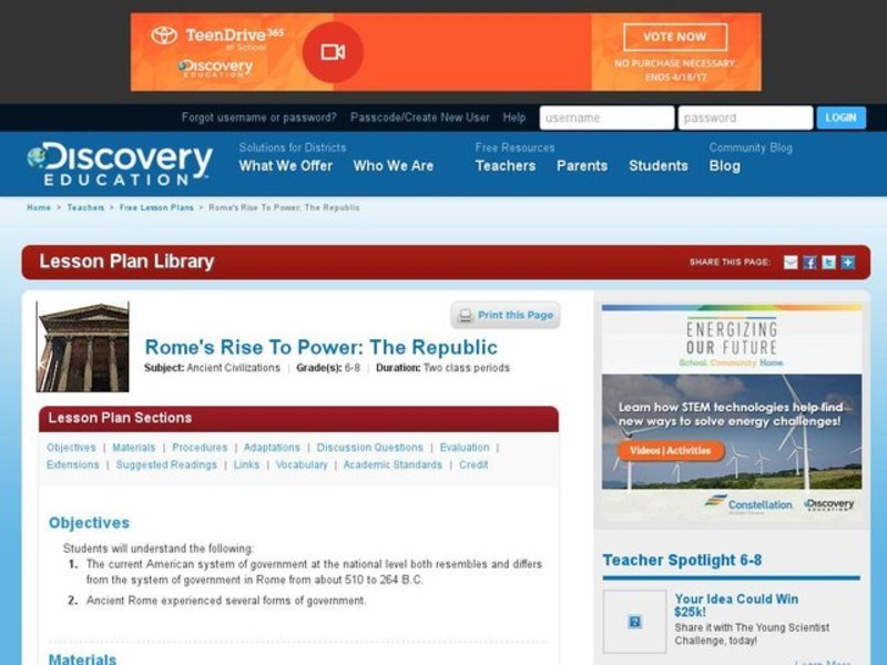 Rome's Rise To Power: The Republic Lesson Plan