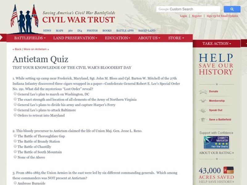 Antietam Quiz Interactive