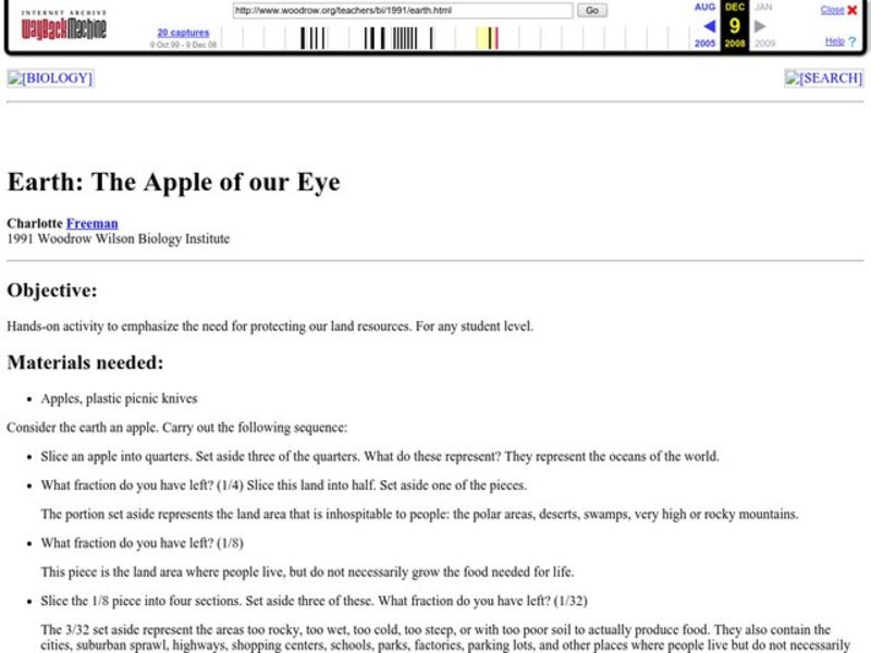 Earth: The Apple of our Eye Lesson Plan