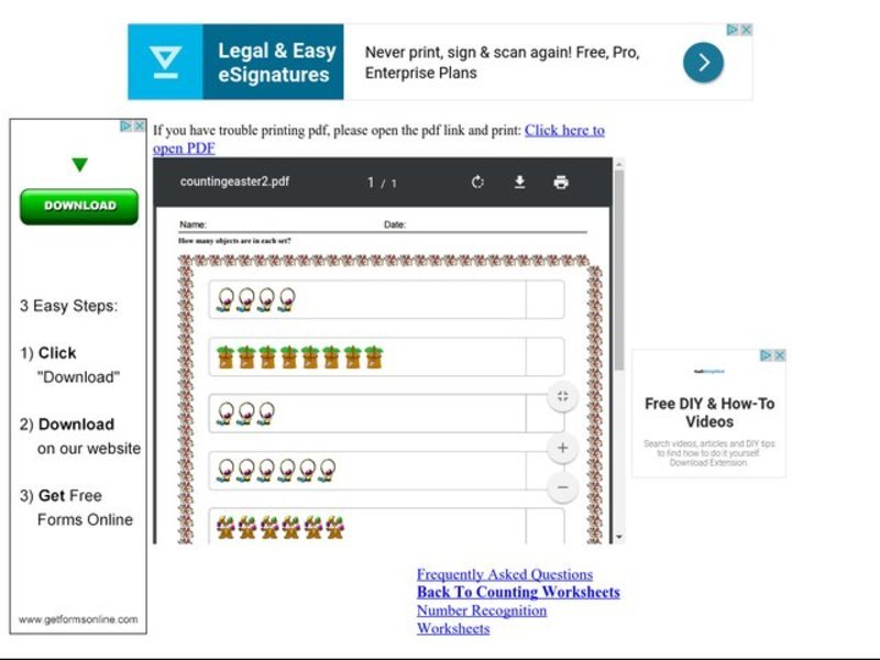 Easter Counting Worksheet