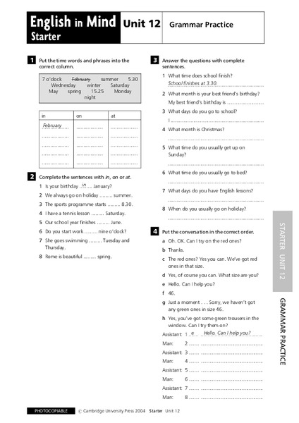 English in Mind Unit 12 Grammar Practice Lesson Plan