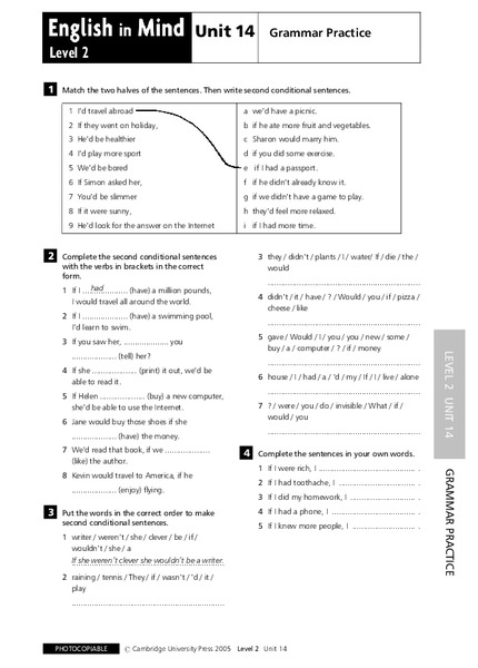 English in Mind Unit 14: Grammar Practice Lesson Plan