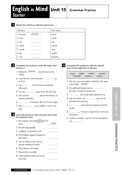 English in Mind Unit 15: Grammar Practice Lesson Plan