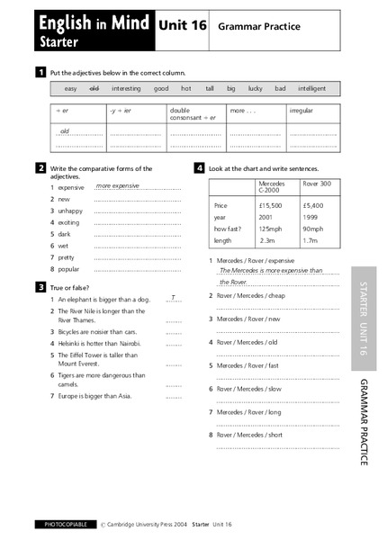 English in Mind Unit 16: Grammar Practice Lesson Plan