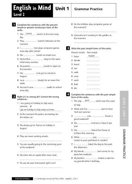 English in Mind Unit 1: Grammar Practice Lesson Plan