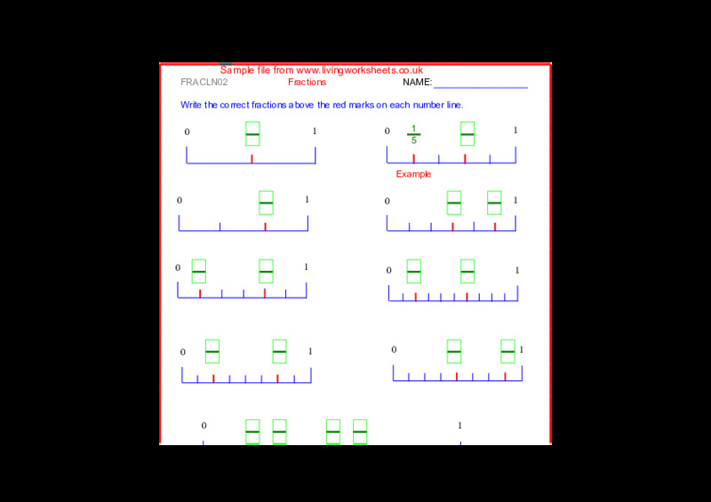 Fractions on Number Lines Worksheet