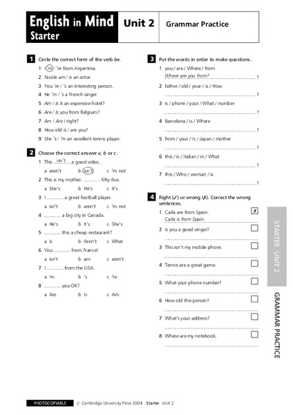 English in Mind Unit 2: Grammar Practice Lesson Plan