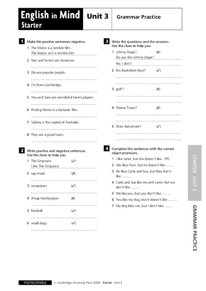 English in Mind Unit 3: Grammar Practice Lesson Plan