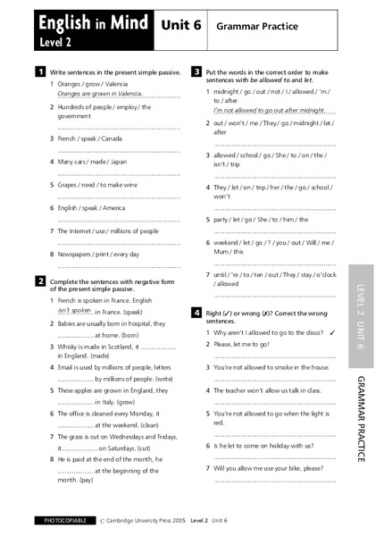 English in Mind Unit 6: Grammar Practice Lesson Plan