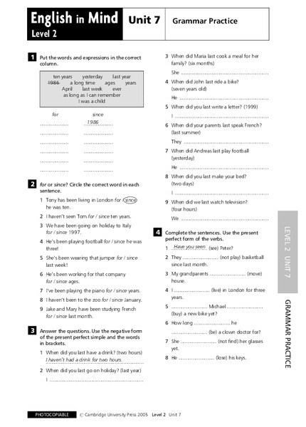 English in Mind Unit 7: Grammar Practice Lesson Plan