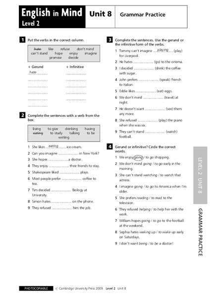 English in Mind Unit 8: Grammar Practice Lesson Plan
