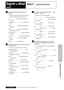 English in Mind Unit 7: Grammar Practice Lesson Plan