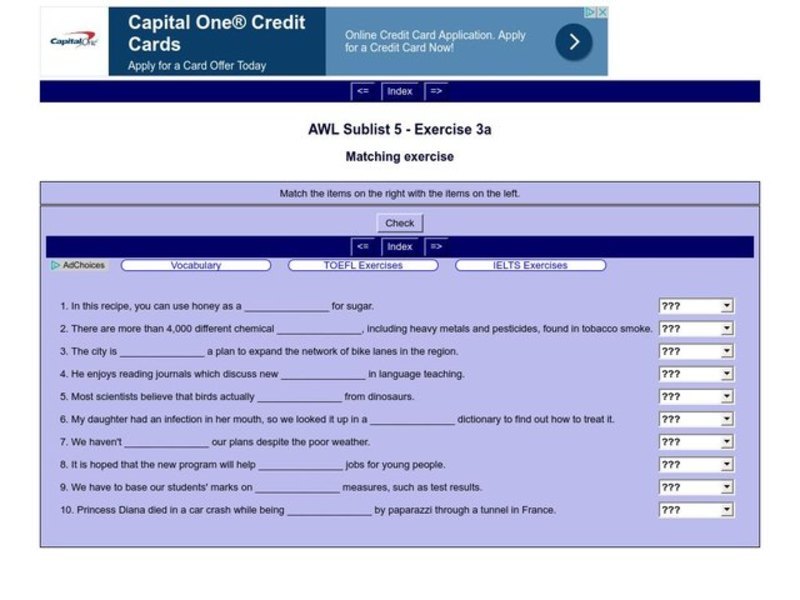 English Vocabulary Skills: AWL Sublist 8 - Exercise 4b Interactive