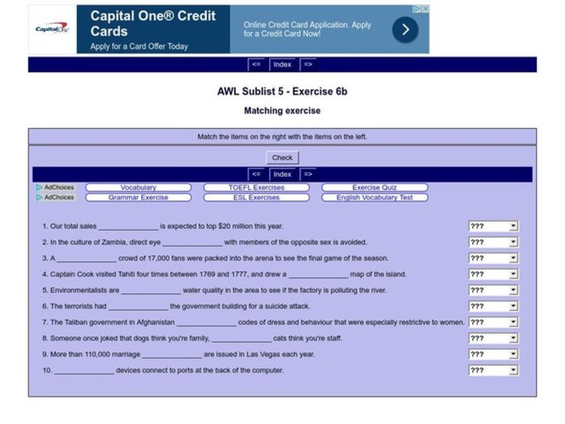 English Vocabulary Skills: AWL Sublist 8 - Exercise 4b Interactive